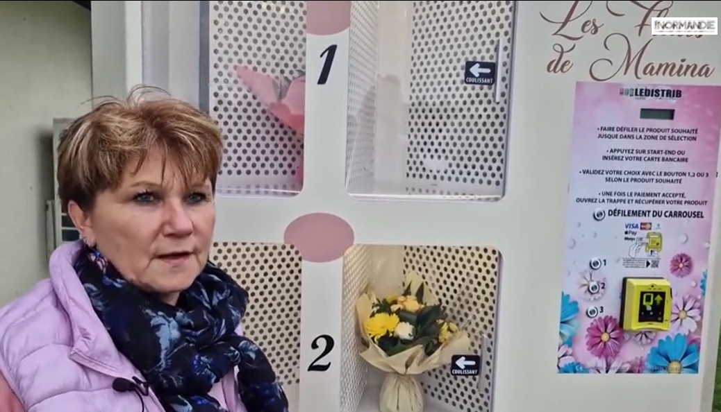 Bréauté : Installation d’un distributeur automatique de fleurs et composition florale par Les Fleurs de Mamina .